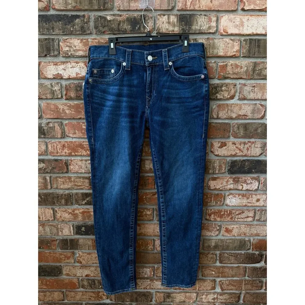 True Religion Rocco Mens Jeans Size 33 Relaxed Skinny Dark Wash Casual